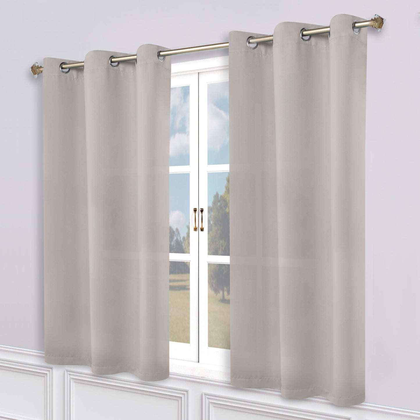 Classic Modern Solid Room Darkening Blackout Curtain Panels. Set of 2