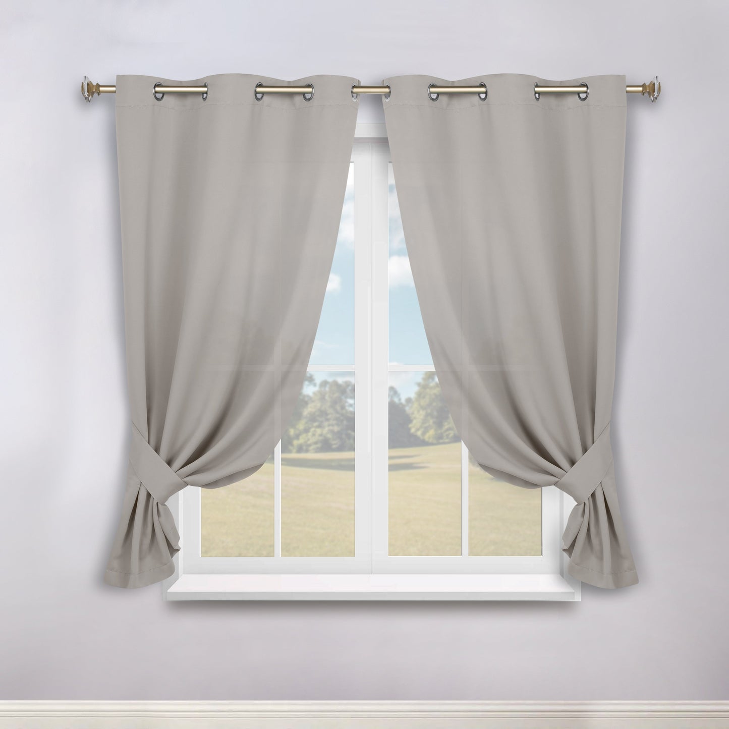 Classic Modern Solid Room Darkening Blackout Curtain Panels. Set of 2