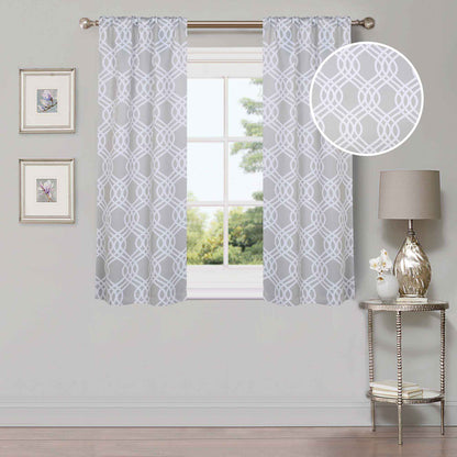 Ribbon Trellis Washable Room Darkening Blackout Curtains. Set of 2