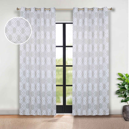 Ribbon Trellis Washable Room Darkening Blackout Curtains. Set of 2