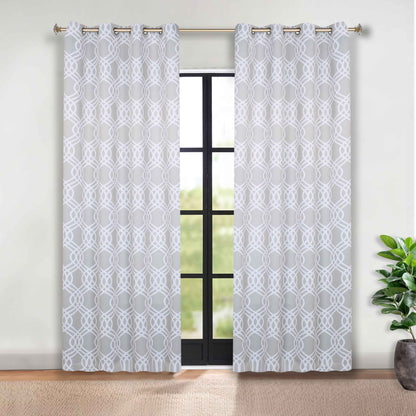 Ribbon Trellis Washable Room Darkening Blackout Curtains. Set of 2