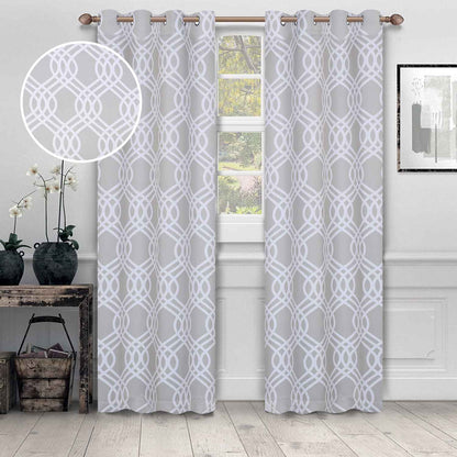 Ribbon Trellis Washable Room Darkening Blackout Curtains. Set of 2