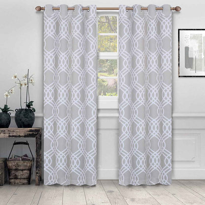 Ribbon Trellis Washable Room Darkening Blackout Curtains. Set of 2
