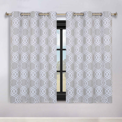 Ribbon Trellis Washable Room Darkening Blackout Curtains. Set of 2