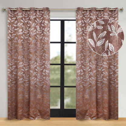 Leaves Room Darkening Washable Blackout Curtain Panels. Set of 2