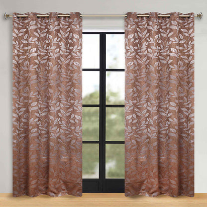 Leaves Room Darkening Washable Blackout Curtain Panels. Set of 2