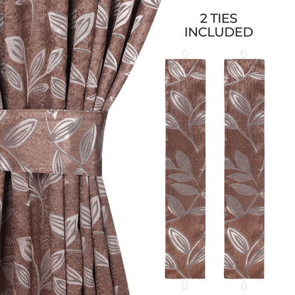 Leaves Room Darkening Washable Blackout Curtain Panels. Set of 2