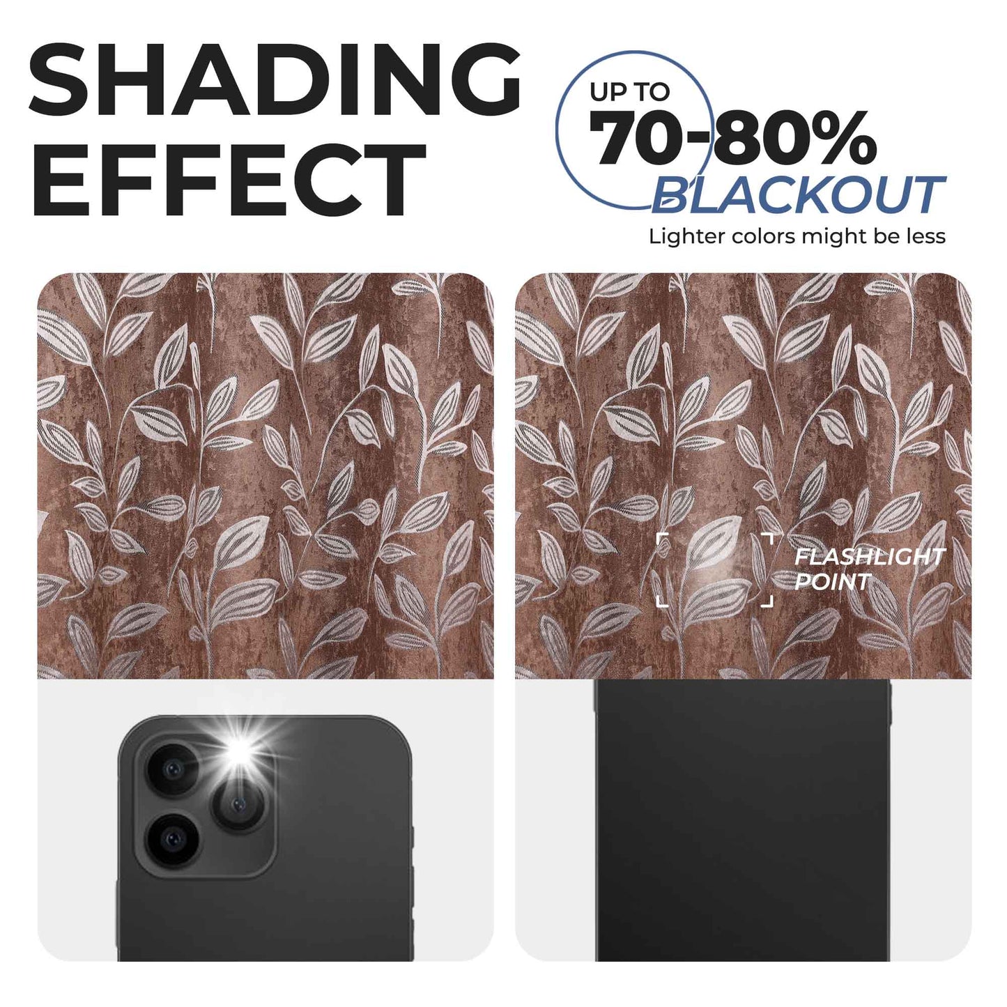 Leaves Room Darkening Washable Blackout Curtain Panels. Set of 2