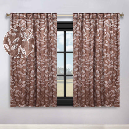 Leaves Room Darkening Back Tabs Blackout Curtain Panels. Set of 2