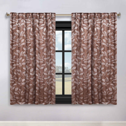 Leaves Room Darkening Back Tabs Blackout Curtain Panels. Set of 2