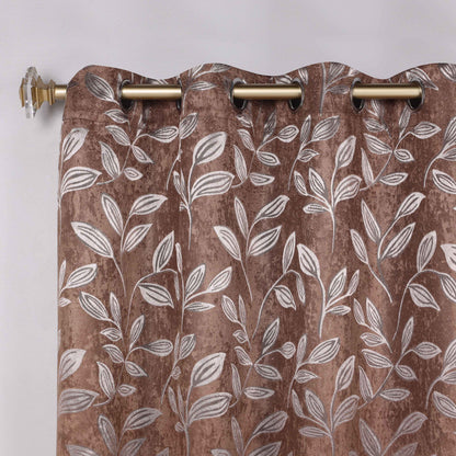Leaves Room Darkening Washable Blackout Curtain Panels. Set of 2