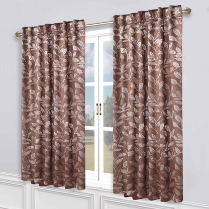Leaves Room Darkening Back Tabs Blackout Curtain Panels. Set of 2