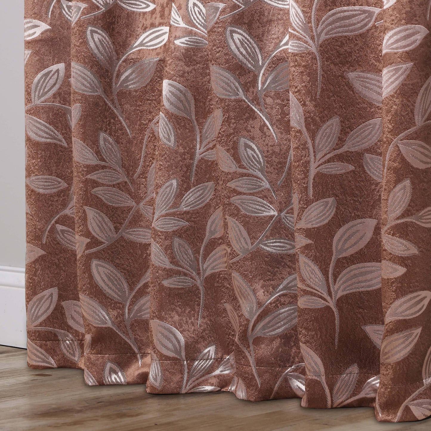 Leaves Room Darkening Washable Blackout Curtain Panels. Set of 2