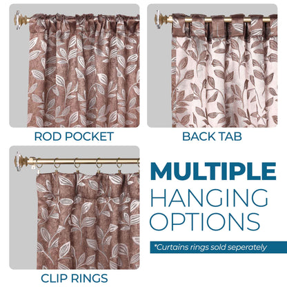 Leaves Room Darkening Back Tabs Blackout Curtain Panels. Set of 2
