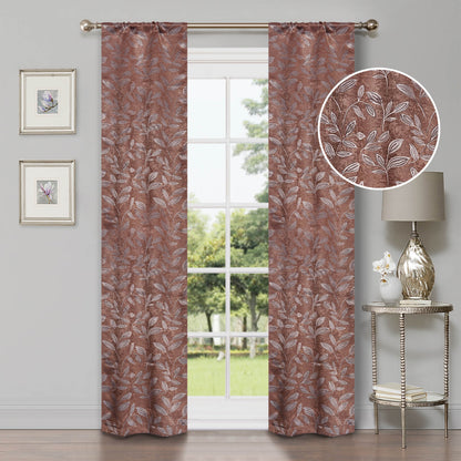 Leaves Room Darkening Washable Blackout Curtain Panels. Set of 2
