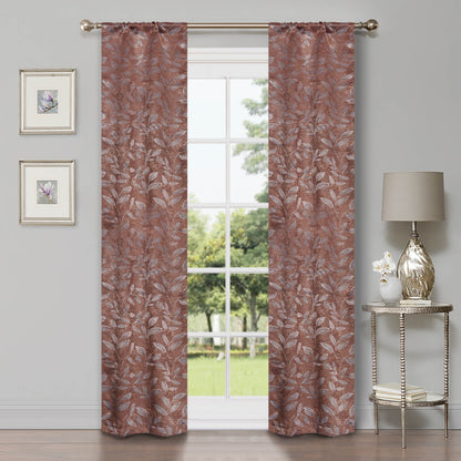 Leaves Room Darkening Washable Blackout Curtain Panels. Set of 2