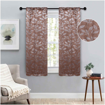 Leaves Room Darkening Washable Blackout Curtain Panels. Set of 2