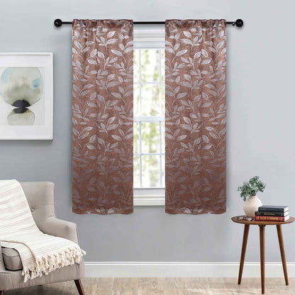 Leaves Room Darkening Washable Blackout Curtain Panels. Set of 2