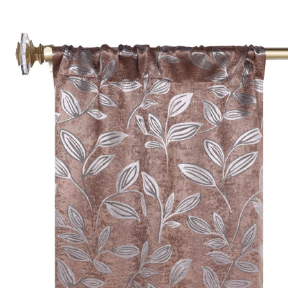 Leaves Room Darkening Washable Blackout Curtain Panels. Set of 2