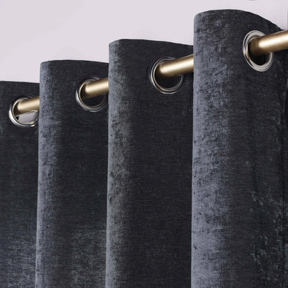 Noor Semi-Blackout Chenille Washable Grommet Curtains. Set of 2 Panels