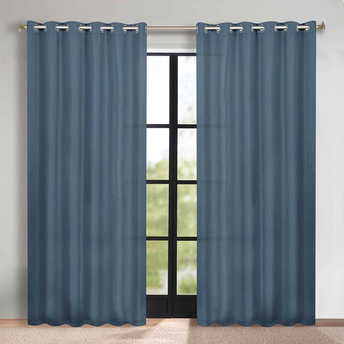 Classic Modern Solid Room Darkening Blackout Curtain Panels. Set of 2