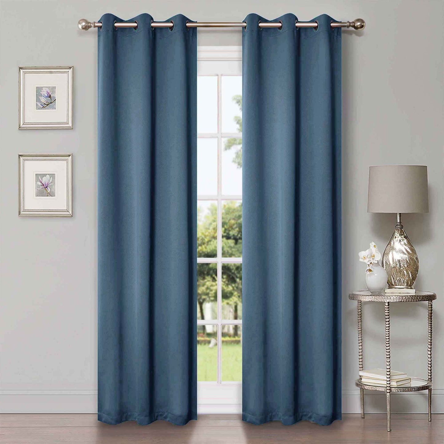 Classic Modern Solid Room Darkening Blackout Curtain Panels. Set of 2