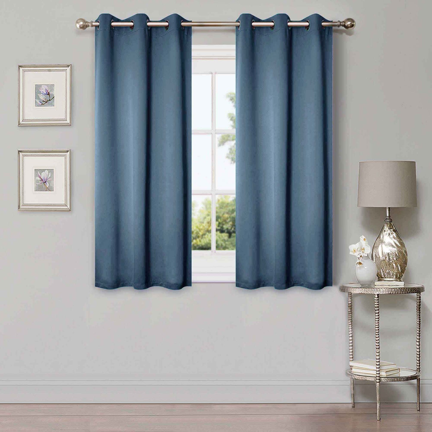 Classic Modern Solid Room Darkening Blackout Curtain Panels. Set of 2