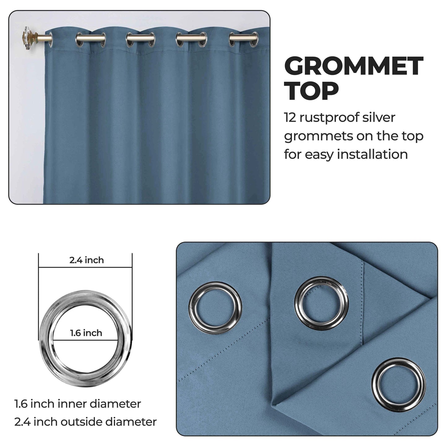 Classic Modern Solid Room Darkening Blackout Curtain Panels. Set of 2