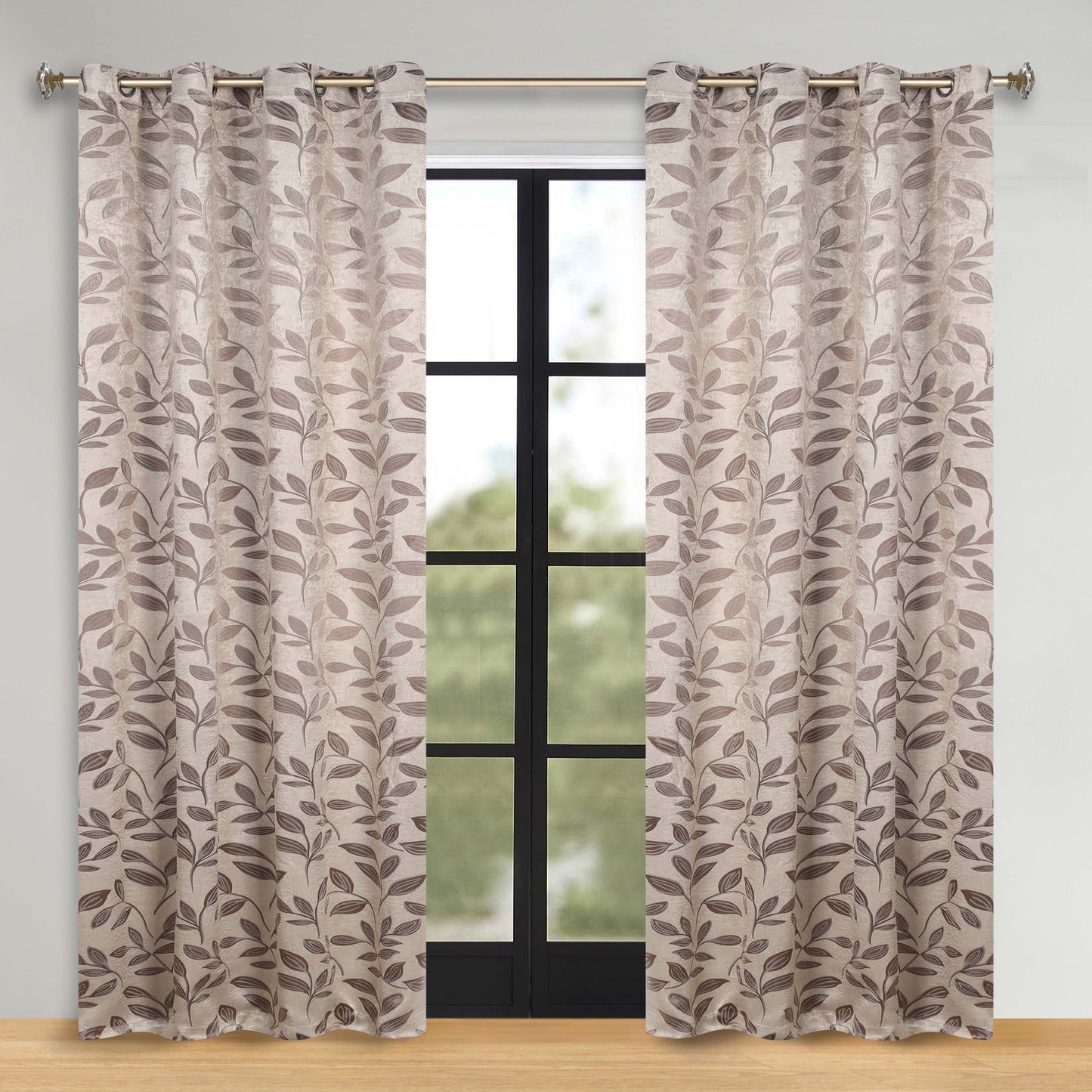 Leaves Room Darkening Washable Blackout Curtain Panels. Set of 2