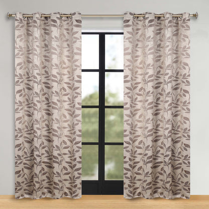 Leaves Room Darkening Washable Blackout Curtain Panels. Set of 2