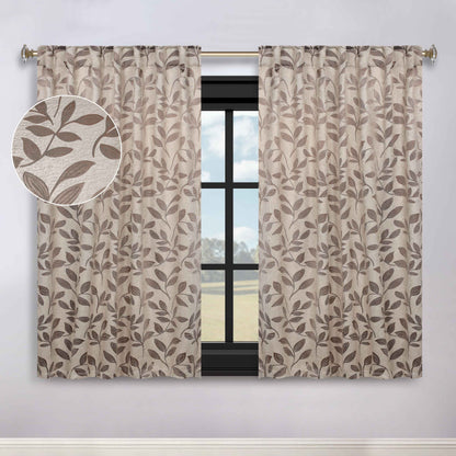 Leaves Room Darkening Back Tabs Blackout Curtain Panels. Set of 2