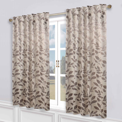 Leaves Room Darkening Back Tabs Blackout Curtain Panels. Set of 2