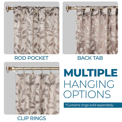 Leaves Room Darkening Back Tabs Blackout Curtain Panels. Set of 2