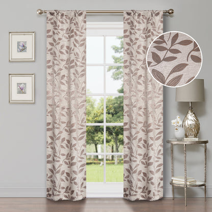 Leaves Room Darkening Washable Blackout Curtain Panels. Set of 2