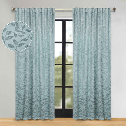 Leaves Room Darkening Back Tabs Blackout Curtain Panels. Set of 2