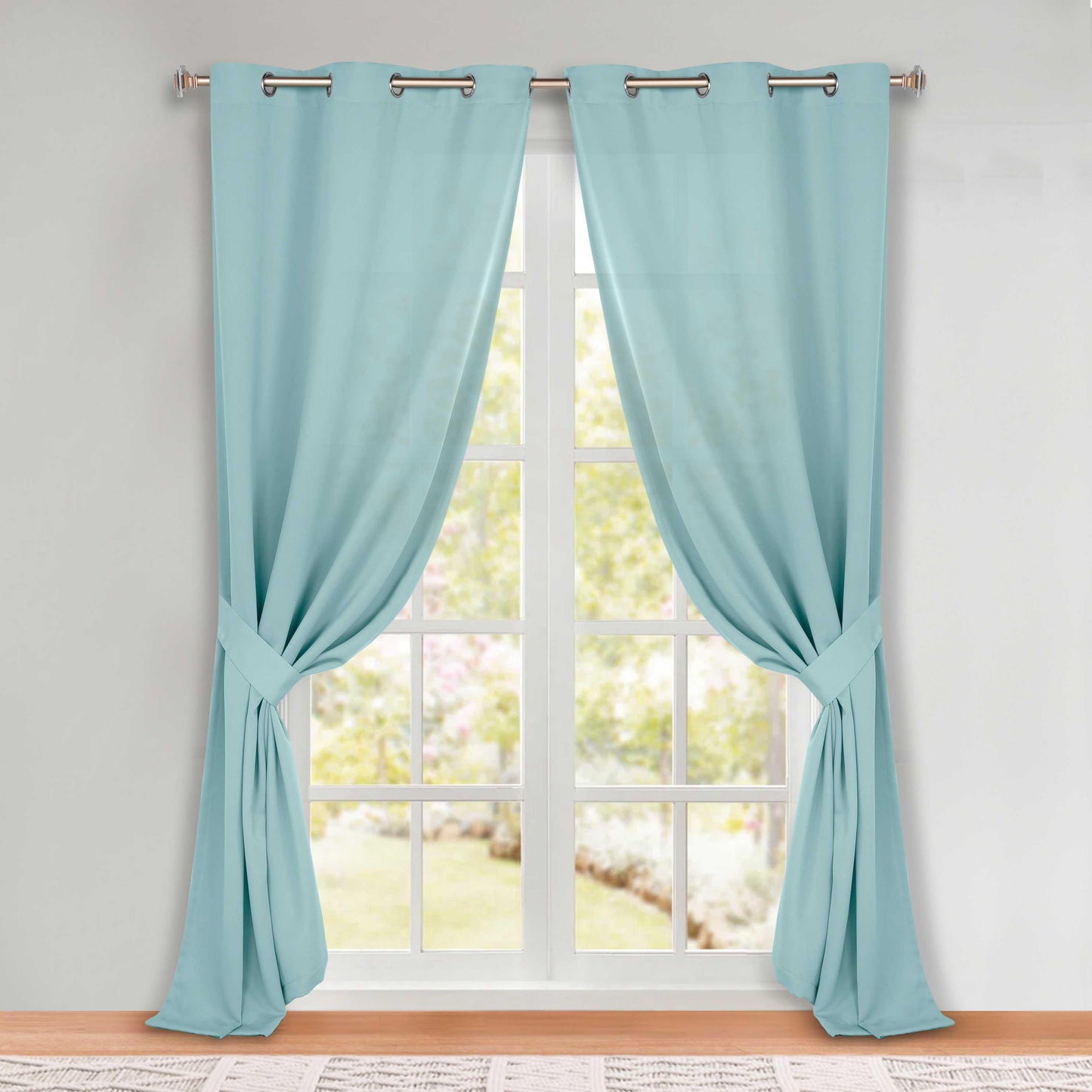 Classic Modern Solid Room Darkening Blackout Curtain Panels. Set of 2