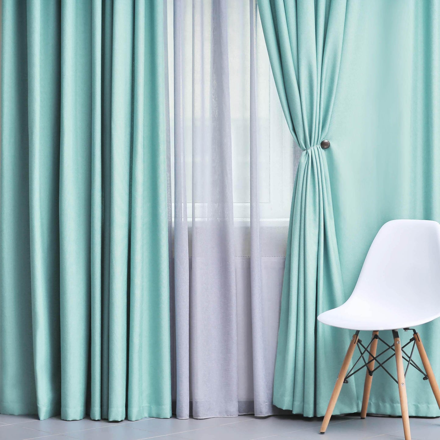 Solid Machine Washable Room Darkening Blackout Curtains. Set of 2