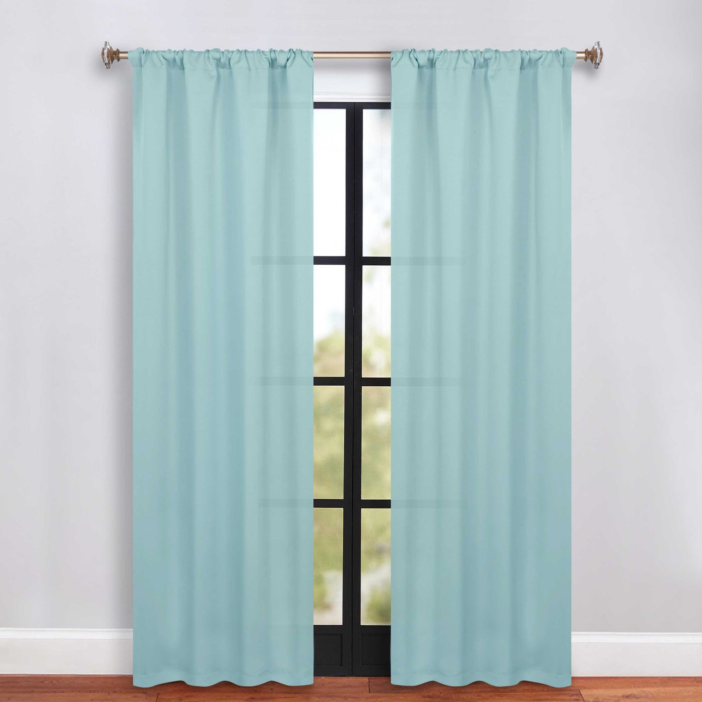 Solid Room Darkening Rod Pocket Blackout Curtain Panels. Set of 2