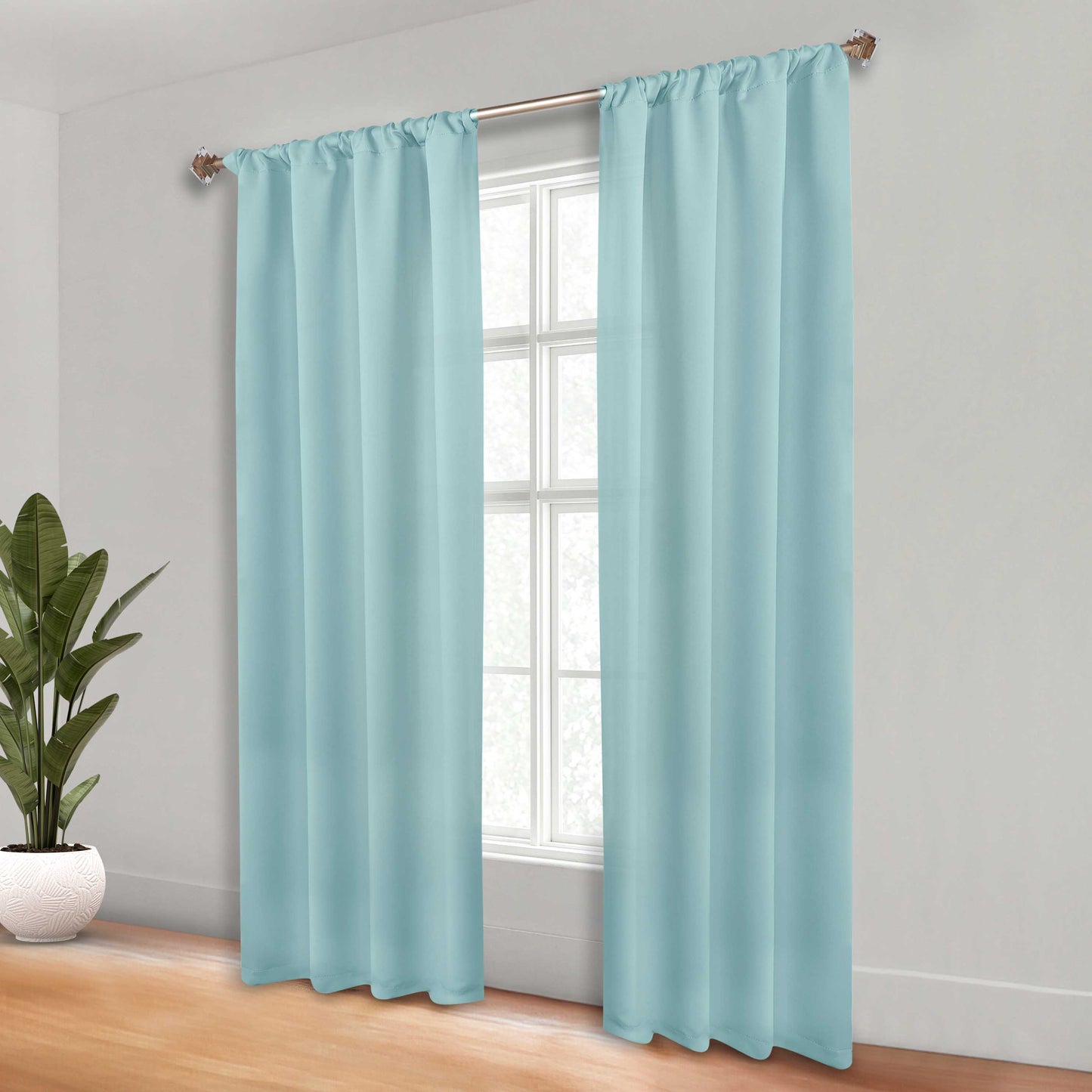 Solid Room Darkening Rod Pocket Blackout Curtain Panels. Set of 2