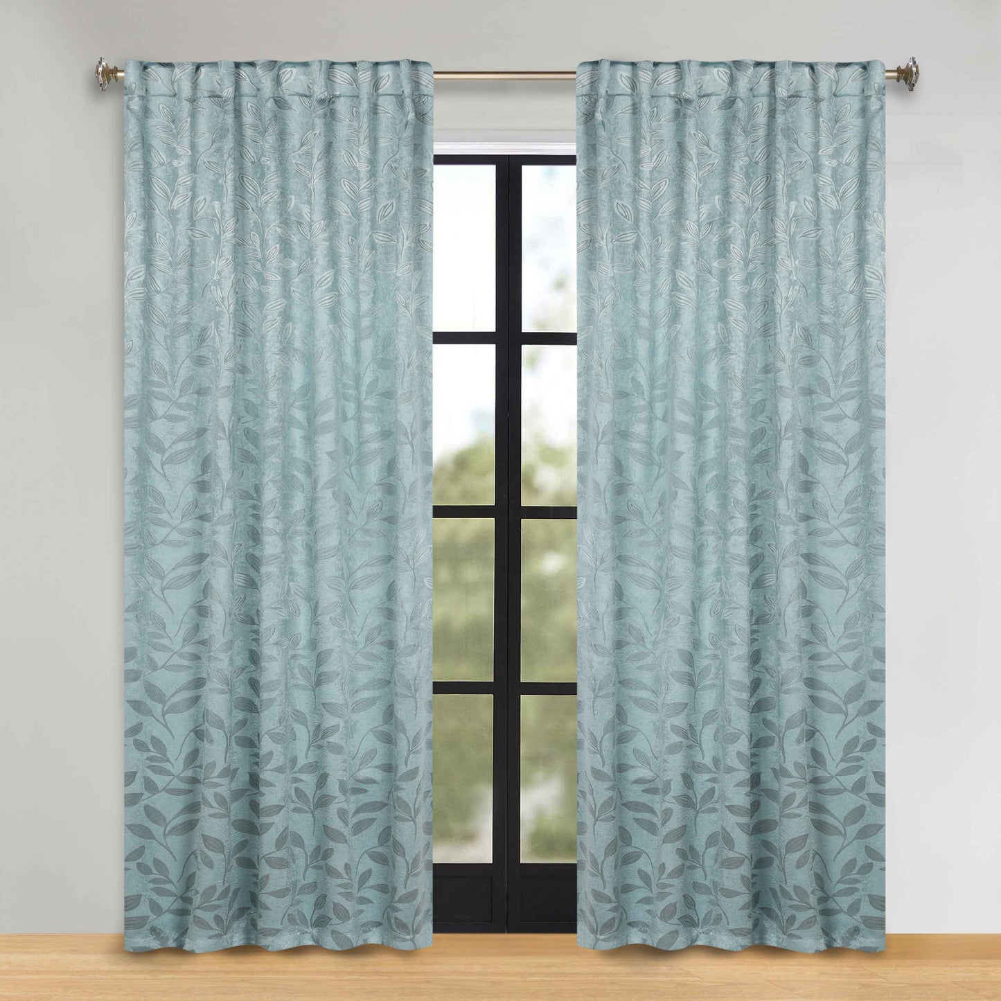 Leaves Room Darkening Back Tabs Blackout Curtain Panels. Set of 2