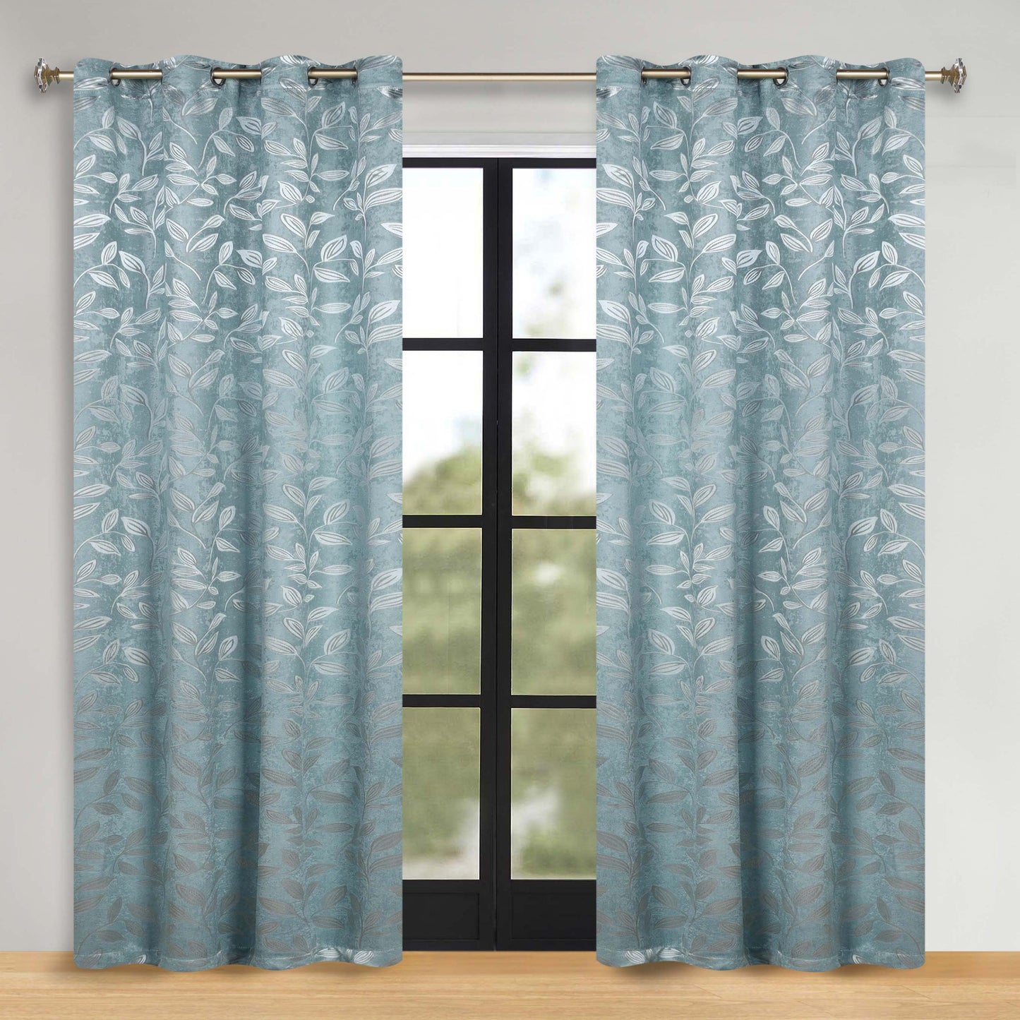 Leaves Room Darkening Washable Blackout Curtain Panels. Set of 2