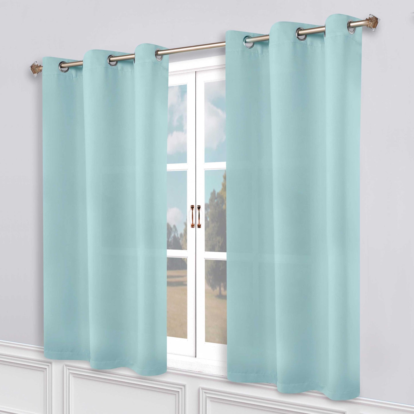 Classic Modern Solid Room Darkening Blackout Curtain Panels. Set of 2