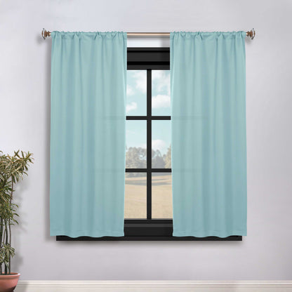 Solid Room Darkening Rod Pocket Blackout Curtain Panels. Set of 2