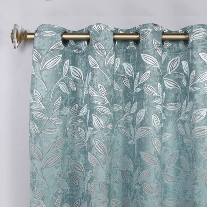 Leaves Room Darkening Washable Blackout Curtain Panels. Set of 2