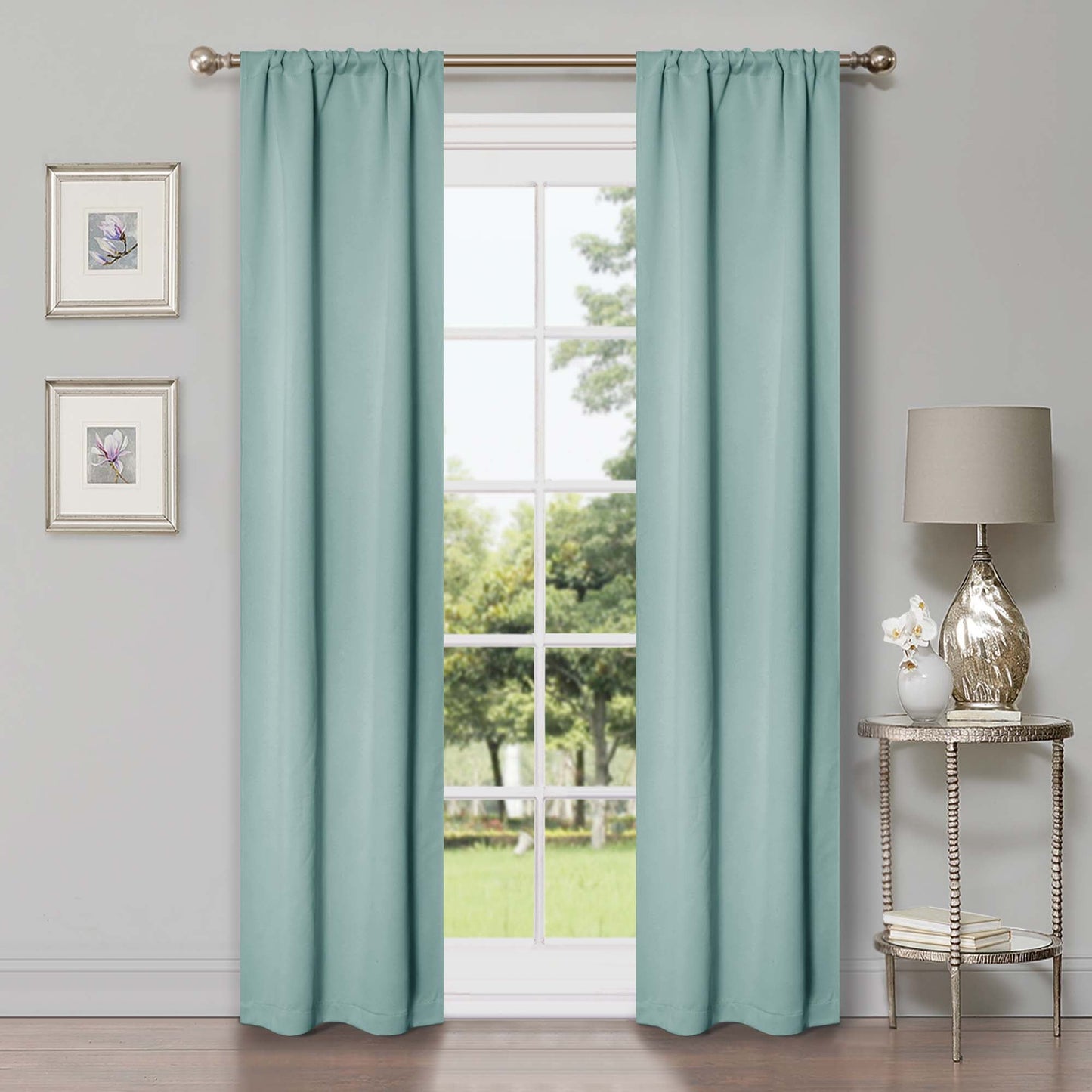 Solid Room Darkening Rod Pocket Blackout Curtain Panels. Set of 2