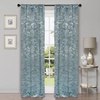 Leaves Room Darkening Washable Blackout Curtain Panels. Set of 2