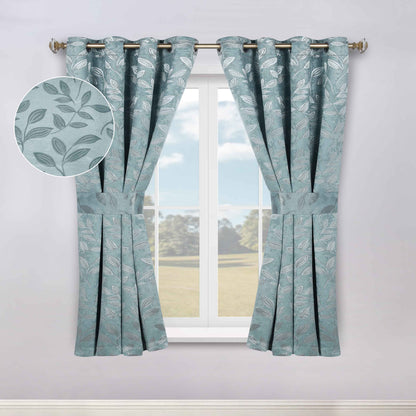 Leaves Room Darkening Washable Blackout Curtain Panels. Set of 2