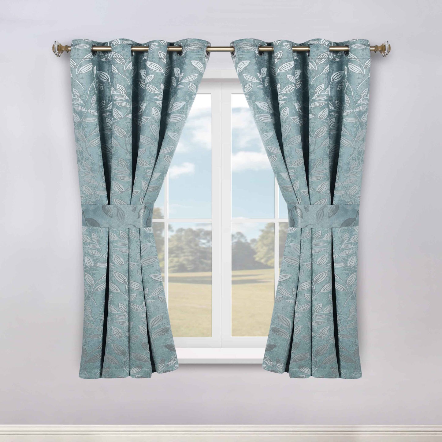 Leaves Room Darkening Washable Blackout Curtain Panels. Set of 2