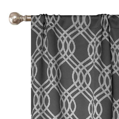 Ribbon Trellis Washable Room Darkening Blackout Curtains. Set of 2