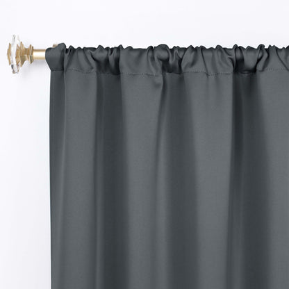 Solid Room Darkening Rod Pocket Blackout Curtain Panels. Set of 2